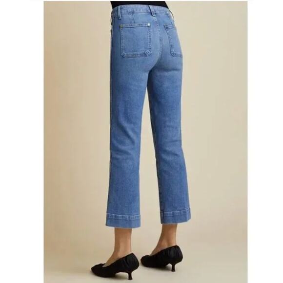 Khaite Raquel Premium Denim Sz 30 Cropped Patch Pocket Jeans Straight Flare - Picture 7 of 12